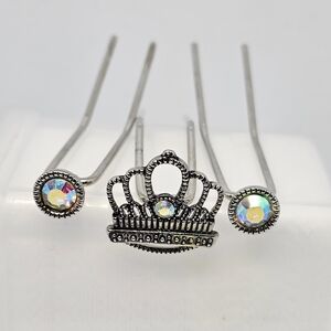 Lila Rose Crown U-pin With 2 Jewel Accent Button U-pins (Set Of 3)